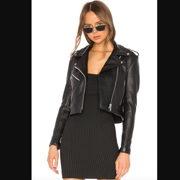 LIKE NEW Understated Leather Mercy Cropped Biker Jacket - Picture 9 of 10